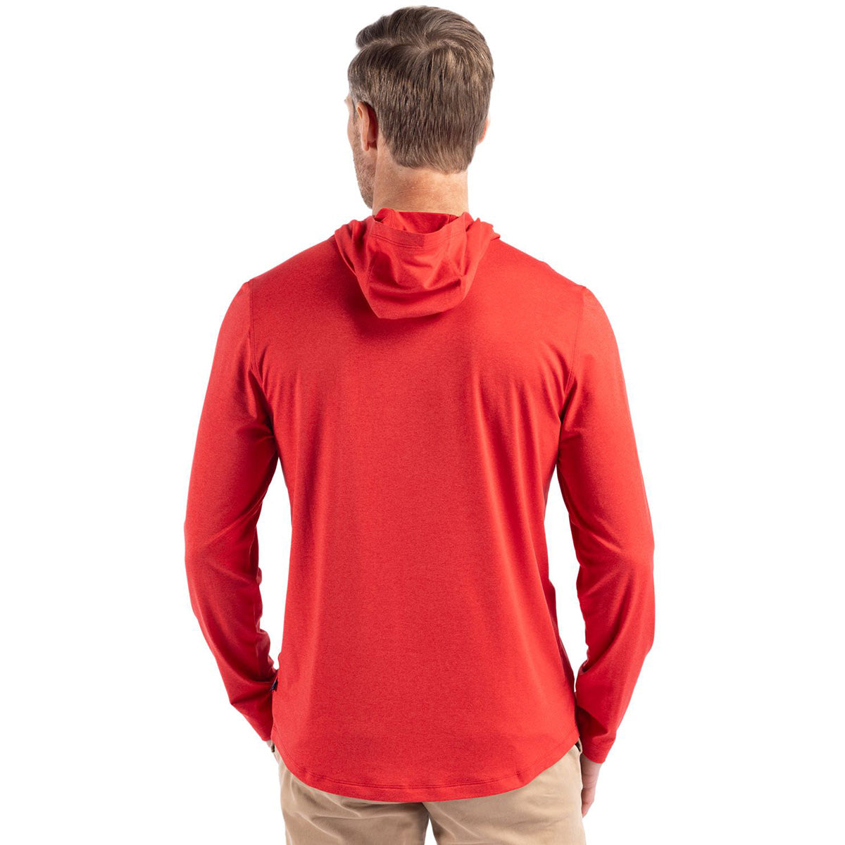 Cutter & Buck Men's Stylish Red Coastline Epic Comfort Eco Recycled Hooded Shirt