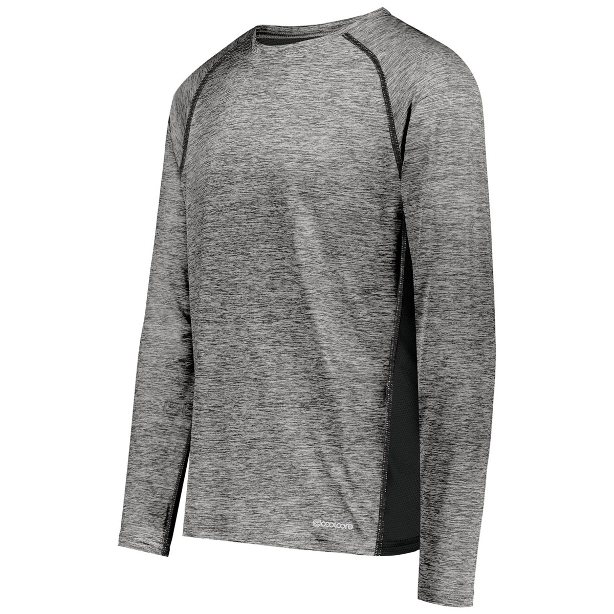 Holloway Men's Electrifying Black Heather Coolcore Long Sleeve Tee