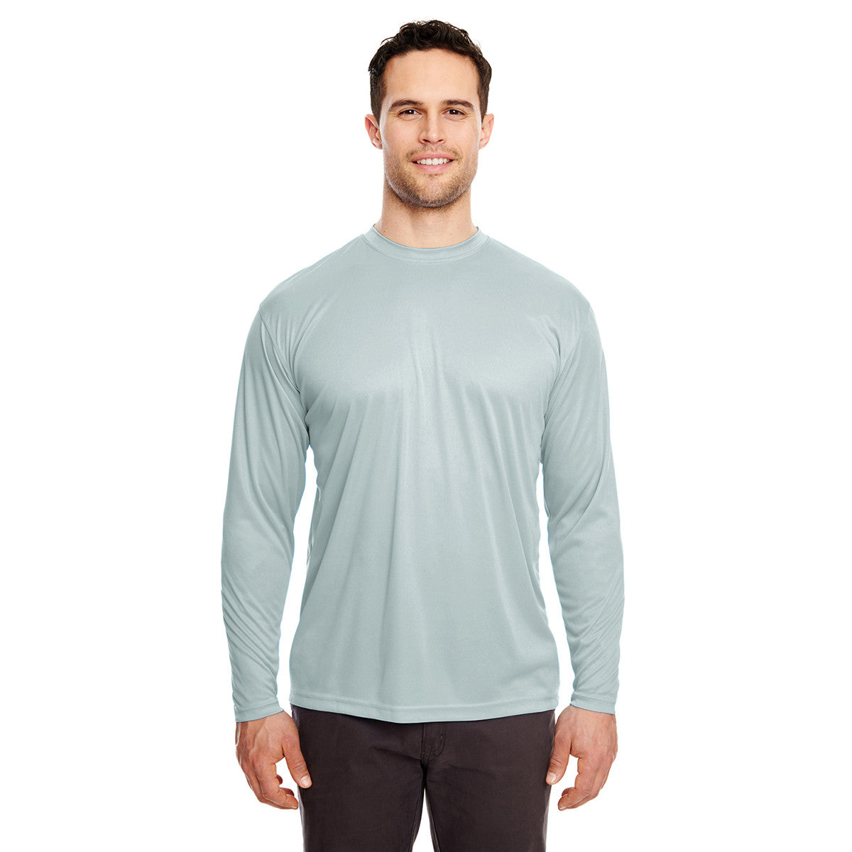 UltraClub Men's Grey Cool & Dry Performance Long-Sleeve Interlock T-Shirt: The Ultimate Sport Essential