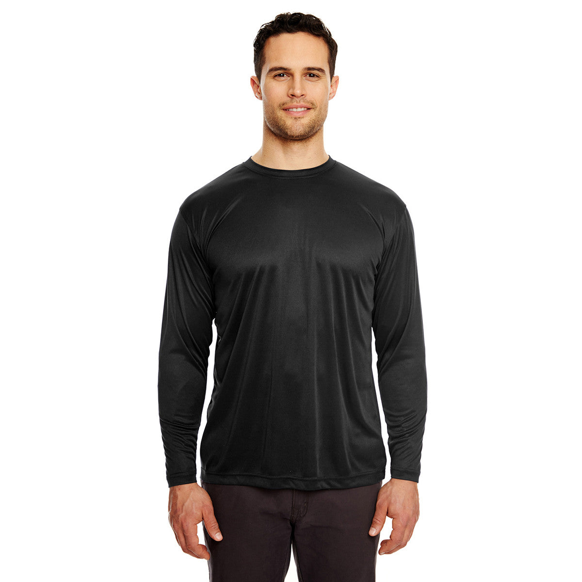 UltraClub Men's Black Cool & Dry Performance Long-Sleeve Interlock T-Shirt: Your Ultimate Sports Companion