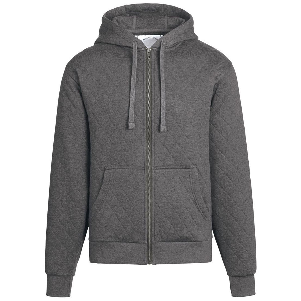 Landway Men's Kingsley Heather Grey Quilted Fleece Hoodie - A Fashionable Must-Have!