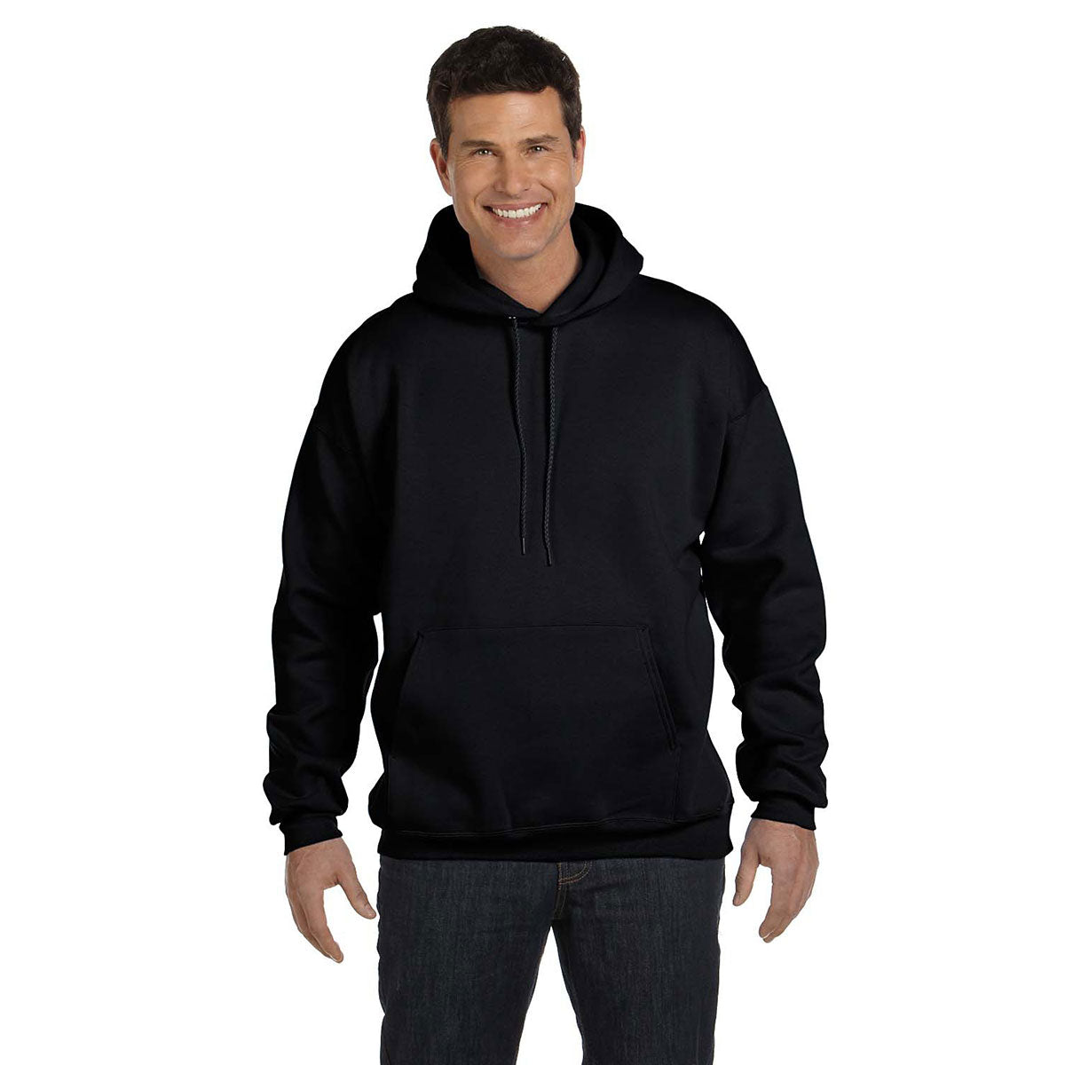 Hanes Men's Ultimate 9.7 oz. 90/10 Cotton Blend Pullover Black Hoodie