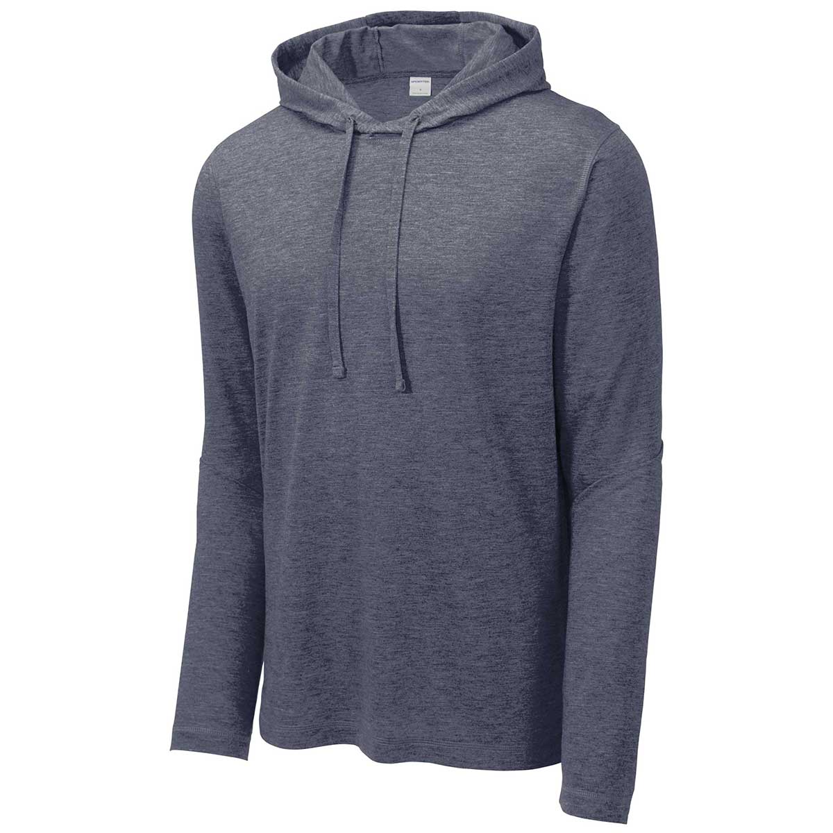 Sport-Tek Men's True Navy Heather Posicharge Tri-Blend Wicking Long Sleeve Hoodie - Your Ultimate Comfort Gear