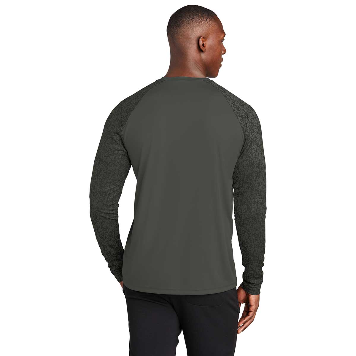 Sport-Tek Men's Stylish Black PosiCharge Digi Camo Long Sleeve Tee