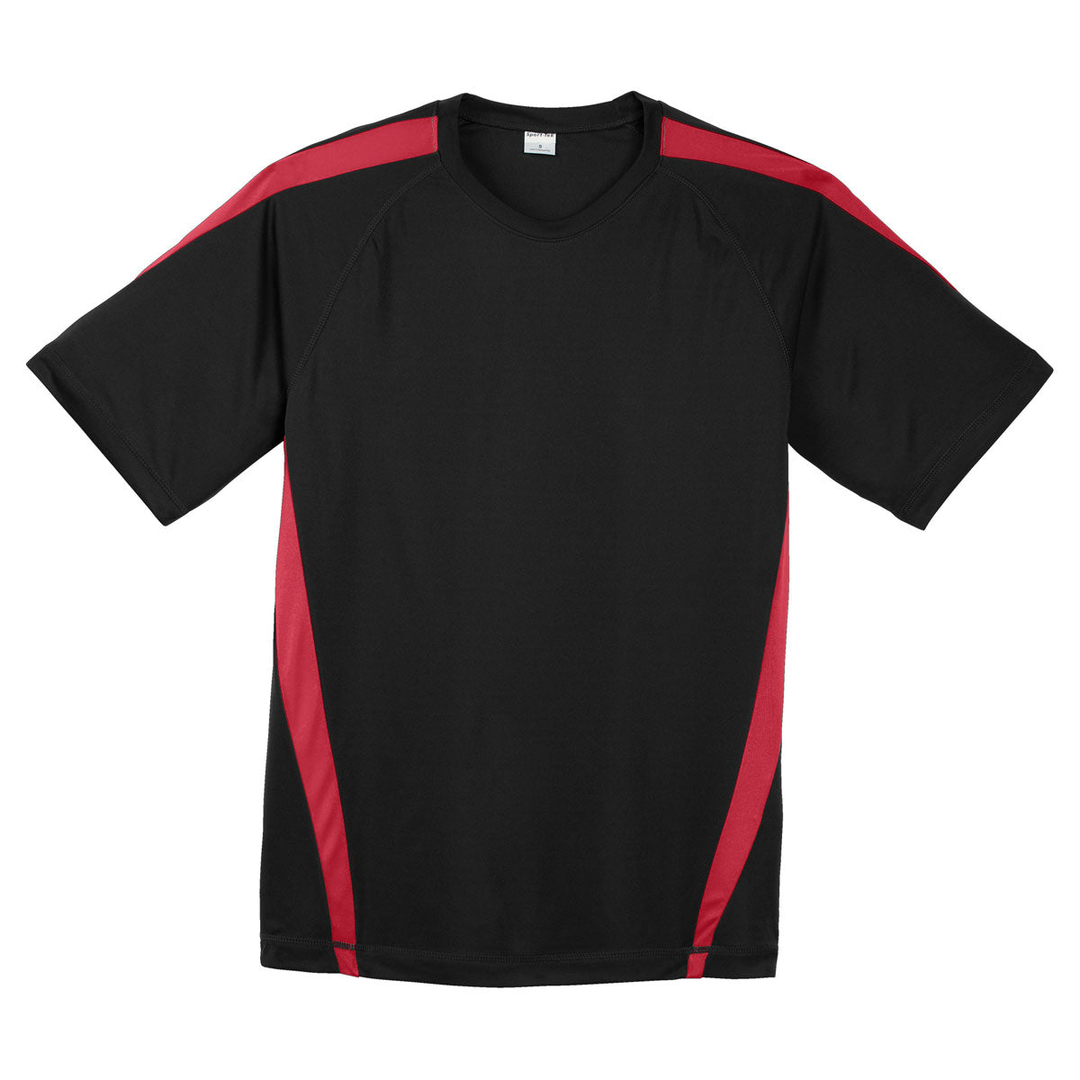 Sport-Tek Men's Stunning Black/True Red Colorblock PosiCharge Competitor Tee - A Must-Have!