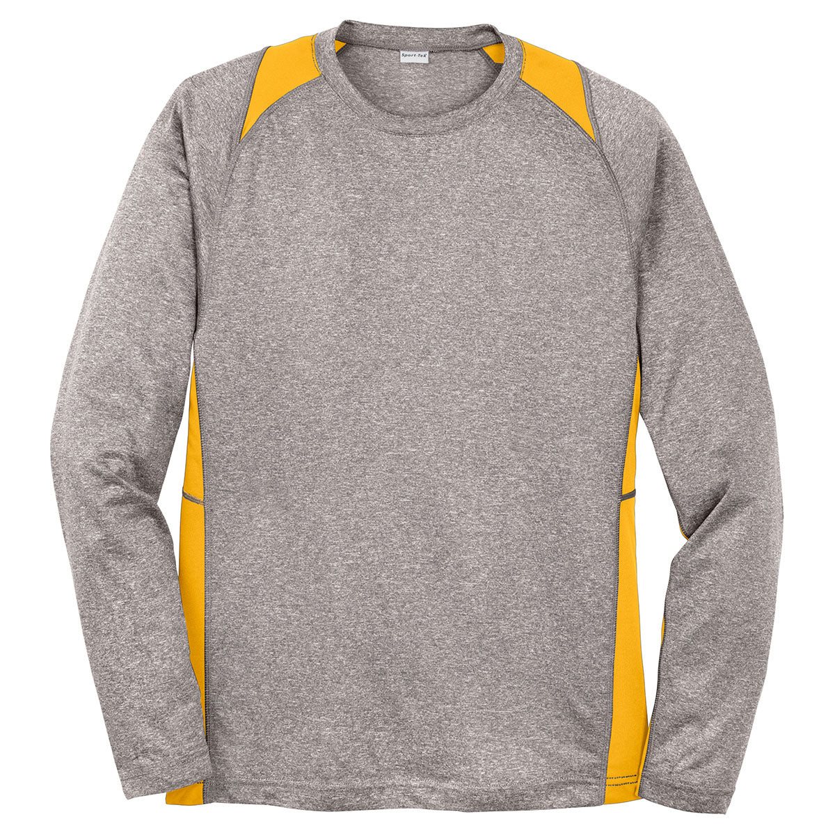 Sport-Tek Men's Vintage Gold & Heather Long Sleeve Colorblock Contender Tee - A Must-Have!