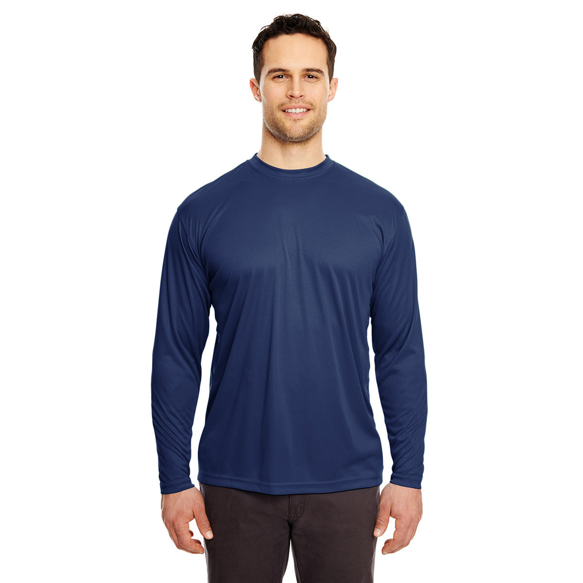 UltraClub Men's Navy Cool & Dry Performance Long-Sleeve Interlock T-Shirt: The Ultimate Sport Essential