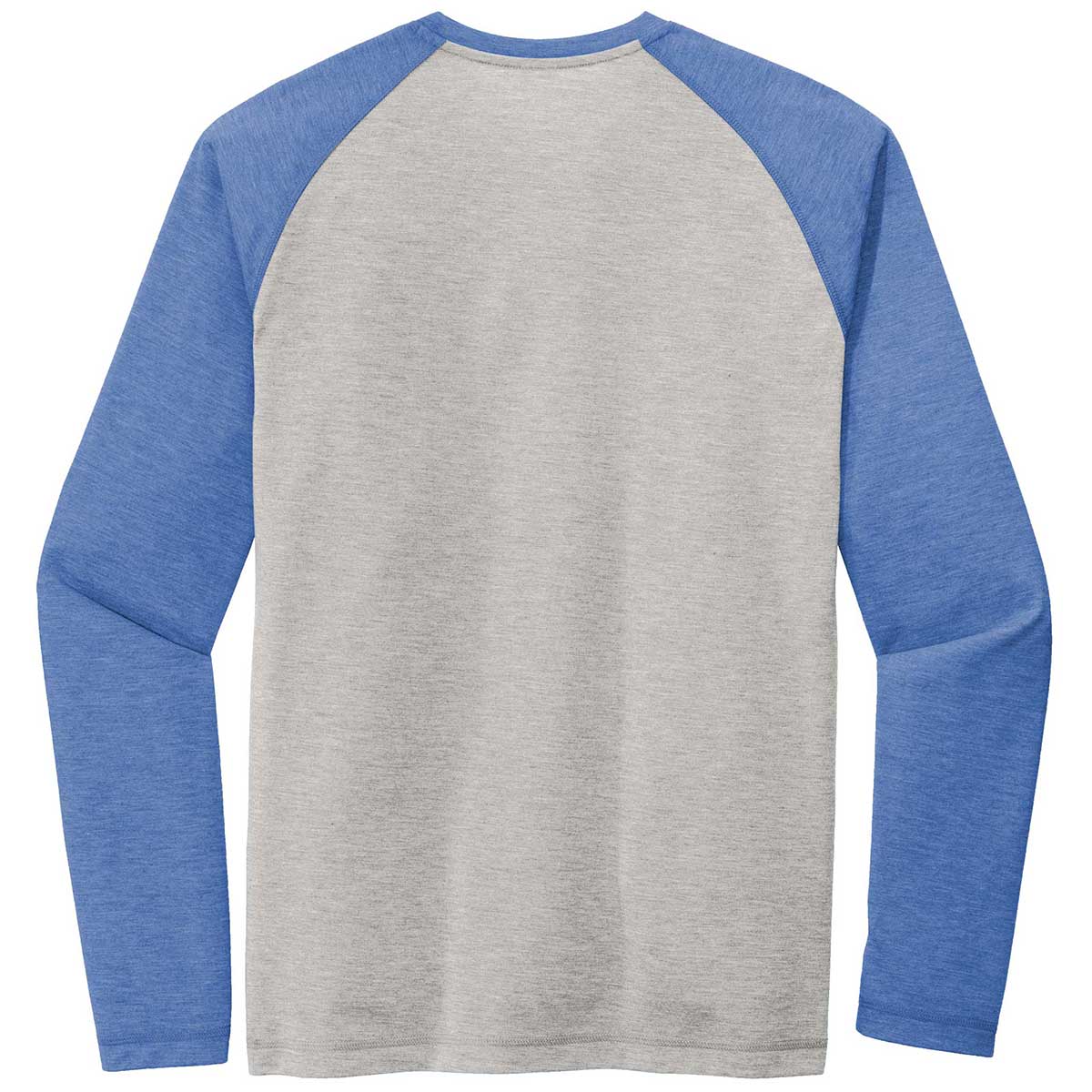 Sport-Tek Men's Stunning True Royal Heather/Light Grey Heather PosiCharge Long Sleeve Tri-Blend Wicking Raglan Tee
