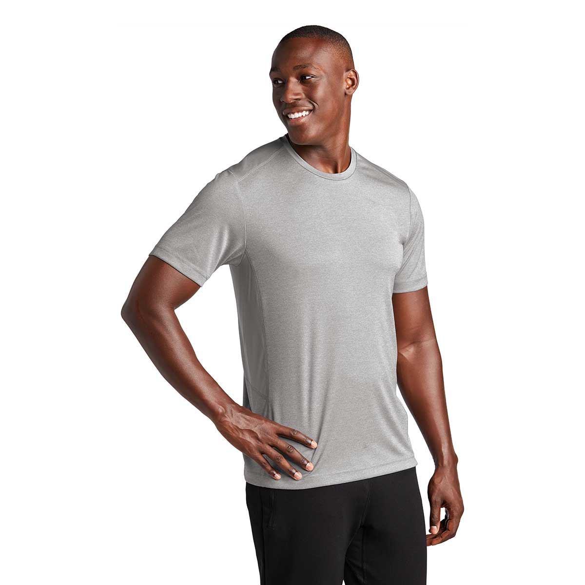 Sport-Tek Men's Light Grey Heather Endeavor Short Sleeve Tee - Stand Out in Style!