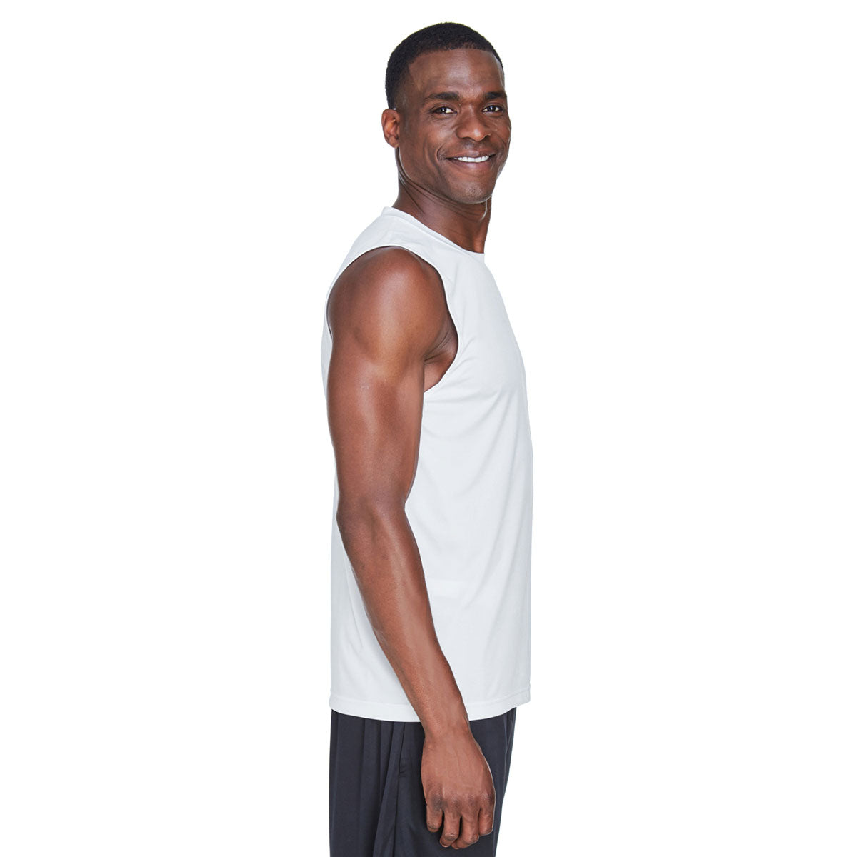 Team 365 Men's White Zone Performance Muscle T-Shirt - Ideal for Outdoor Work