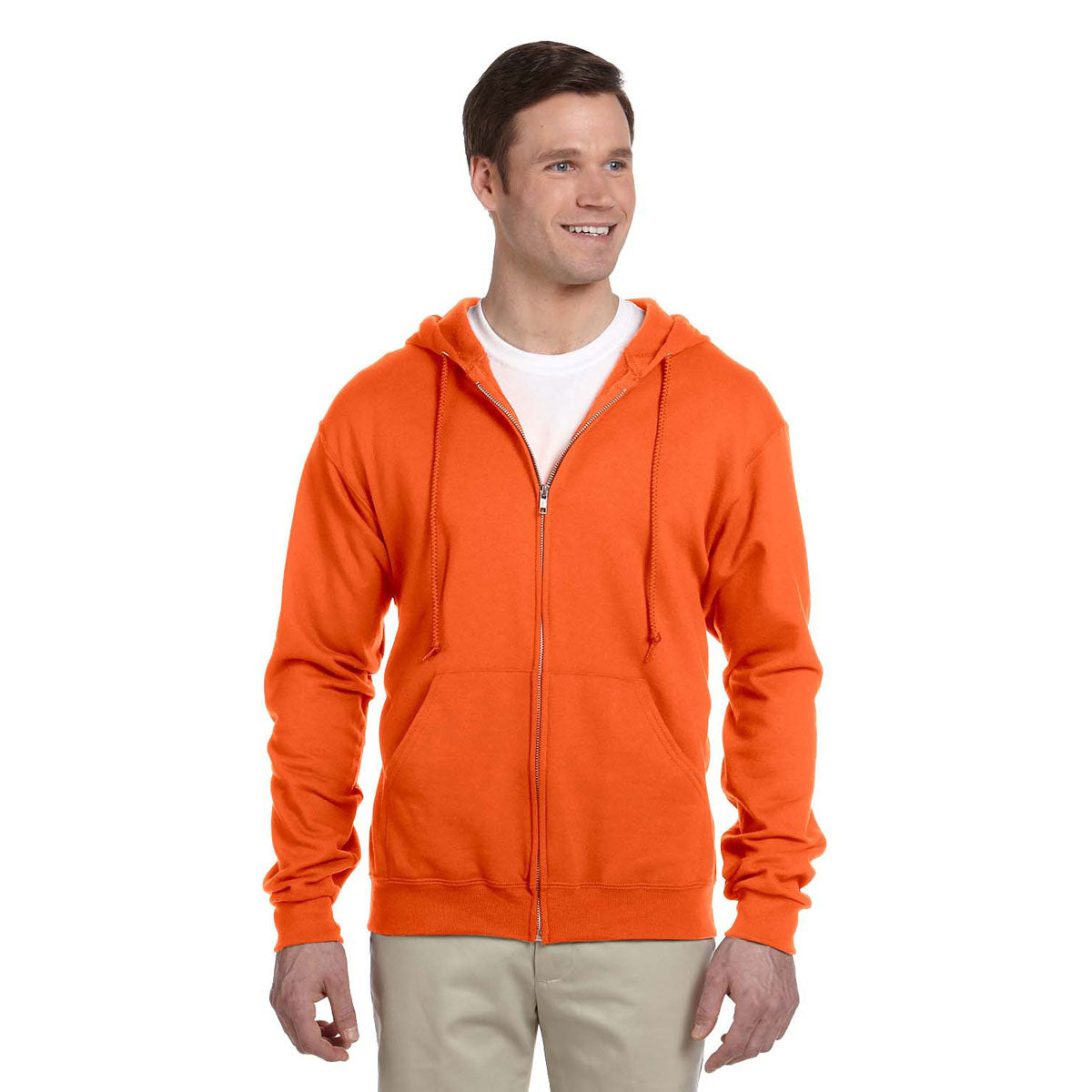 Jerzees Men's Safety Orange 8 Oz. Nublend Fleece Full-Zip Hoodie - A Must-Have for Men
