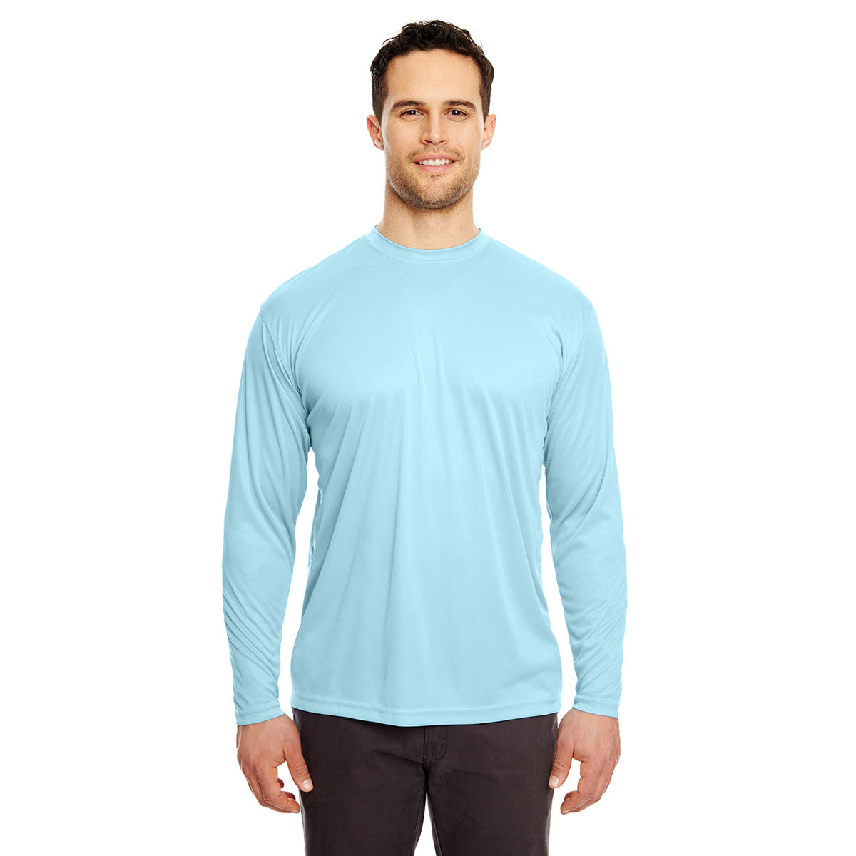 UltraClub Men's Ice Blue Cool & Dry Performance Long-Sleeve Interlock T-Shirt: The Ultimate Sports Essential