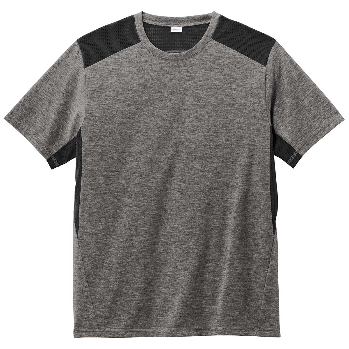 Sport-Tek Men's Black/Dark Grey Heather PosiCharge Tri-Blend Wicking Draft Tee - Your Ideal Gym & Running Partner