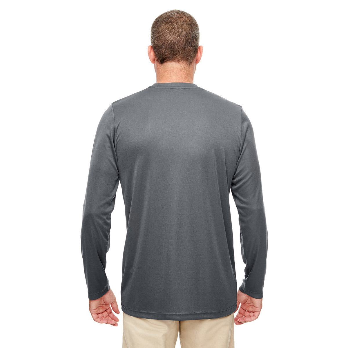 UltraClub Men's Charcoal Cool & Dry High-Performance Long-Sleeve Top - A Must-Have for Active Men!