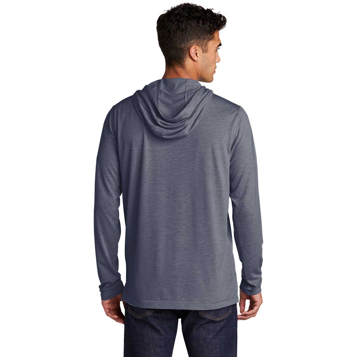 Sport-Tek Men's True Navy Heather Posicharge Tri-Blend Wicking Long Sleeve Hoodie - Your Ultimate Comfort Gear